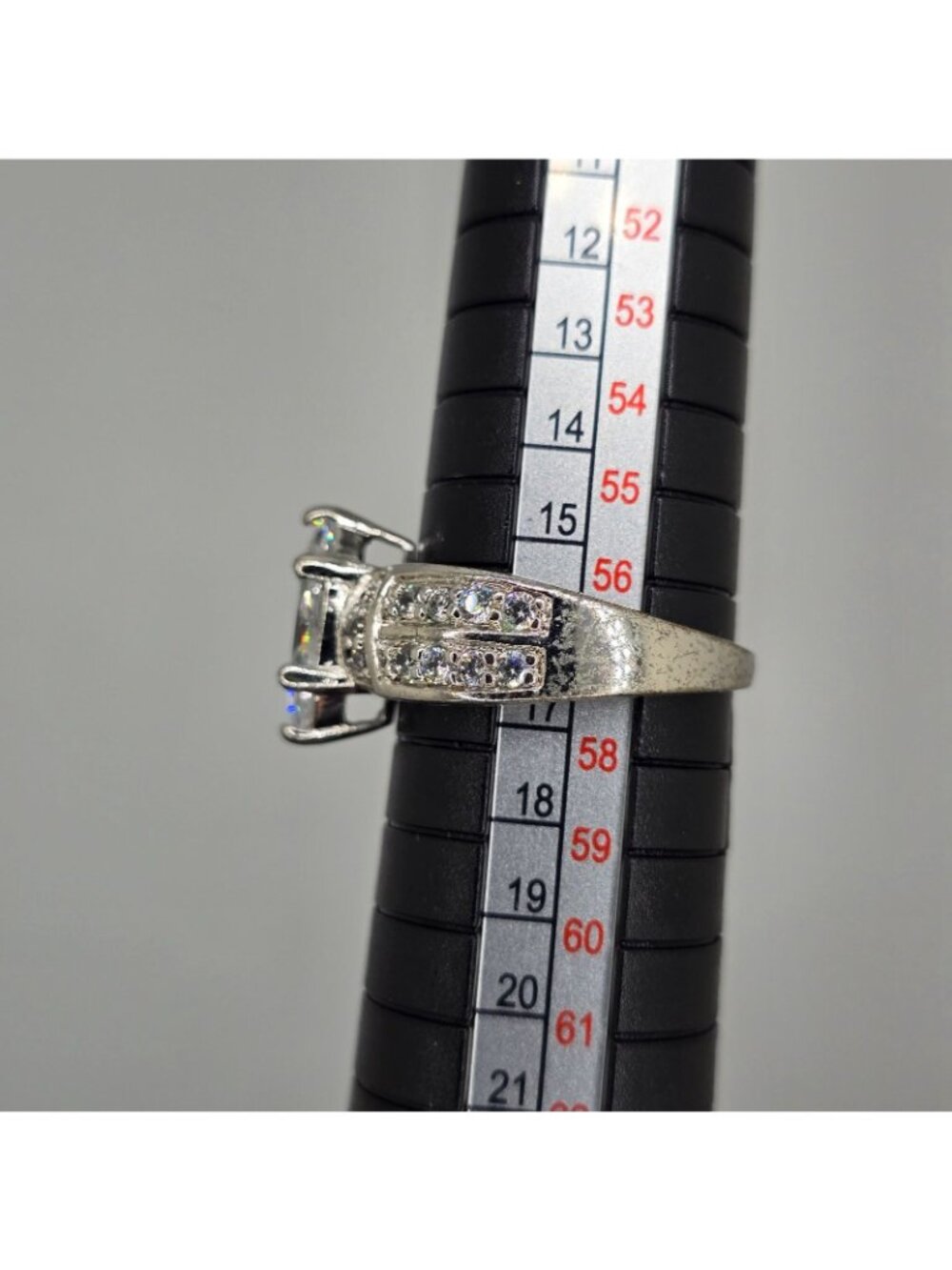 Vintage SETA Ring Marquise Cut Costume Jewelry Engagement Size 8 Silver Tone - Picture 4 of 12